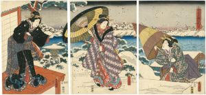 豊国三代「雪景色隅田眺望」