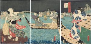 Kunisada II / 7 Komachi in Eastern Fashions / Praying for Rain [七小町吾妻風俗　あまごひ]