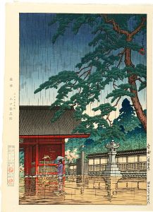 川瀬巴水「春雨（護国寺）」