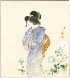 伊藤晴雨「自筆色紙 けしの花」