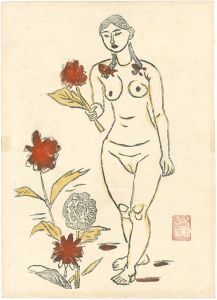 梅原龍三郎「花を持つ裸婦」