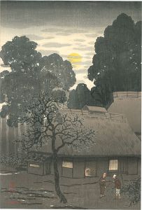 川面義雄（根来莱山）「農家の夕」
