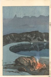日本アルプス十二題の内　鷲羽岳の野営