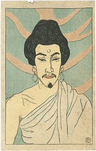 石井柏亭「守田勘彌の釈迦」