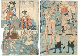 Kuniyoshi / Living dolls at Okuyama in Asakusa [浅草奥山生人形]