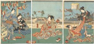 Kunisada II / The Five Festivals Represented / Tanabata Festival [色紫五節句　初秋野風七夕まつり]