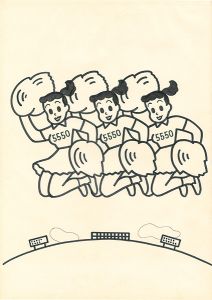 原田治「自筆画稿 チアリーダー（仮題）」