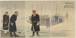 清親「山地中将第二軍率金州半島上陸之図」