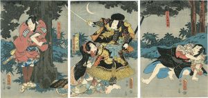 豊国三代「里見八犬伝　円塚山の場」