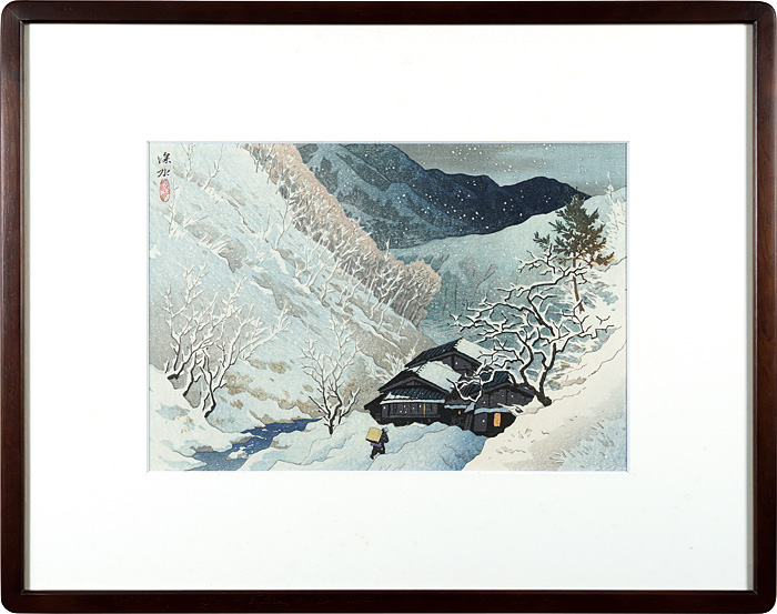 伊東深水「信濃十景 小諸路の暮雪」