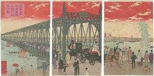 探景（安治）「東京名所従吾妻橋水雷火遠望之図」