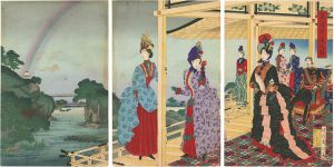 周延「雨過洗庭之図」