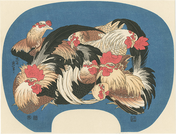 Hokusai “Roosters【Reproduction】”