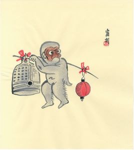 徳力富吉郎「大津絵　釣鐘提灯（仮題）」