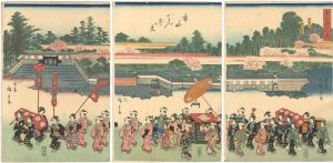 広重二代「東都錦行烈　市がや八まん前の景」