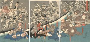 Kuniyoshi / Minamoto Yorimitsu ko yakata Tsuchigumo saku Yokai no zu [源頼光公館土蜘作妖怪図]