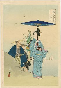月耕「婦人風俗尽　仏参」