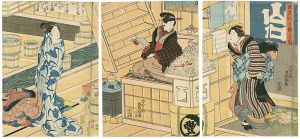 豊国三代「睦月わか湯乃図」