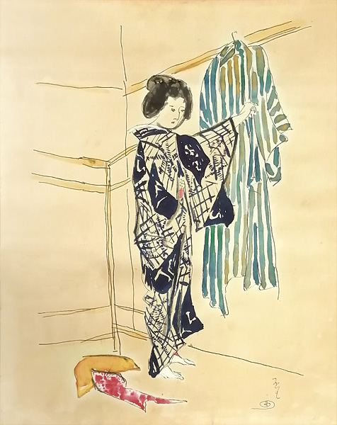 木村荘八「永井荷風『濹東綺譚』　お雪　版画原画」