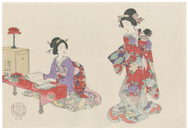 周延「婦人風俗　語らい（仮題）」