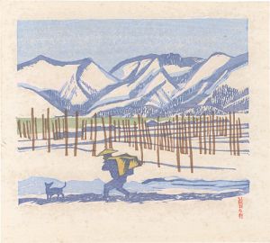 前川千帆「湖畔の雪（雪の余吾湖）」