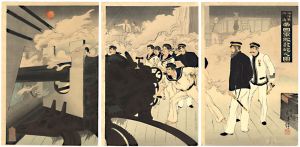 海洋島附近帝国軍艦発砲之図