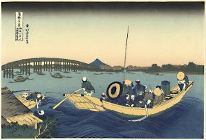 Thirty-six Views of Mt.Fuji / Sunset at the Ryogoku Bridge, a view from Onmayagashi【Reproduction】