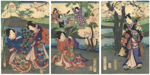 国周「今様松竹梅の内　園の子竹狩」