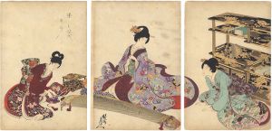 Chikanobu / Noble Ladies in the Tokugawa Era: Playing Music [徳川時代貴婦人の図　琴]
