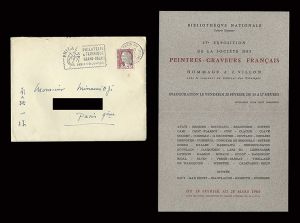 Hasegawa Kiyoshi / Invitationcard:AINTRES-GRAVEURS FRANCAIS HOMMAGE A J.VILLON
