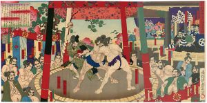 Toyonobu / The 36 Sumo Matches in the Presence of the Regent Hideyoshi [関白秀吉公 於御前三十六番角觝之図]