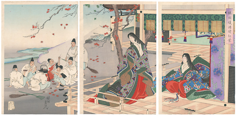 Chikanobu “Burning Leaves to Heat Sake in the Woods”