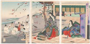 Chikanobu / Burning Leaves to Heat Sake in the Woods [林間煖酒焼紅葉]