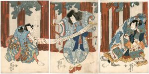 Kuniyoshi / Kabuki Play : Hanatomitsuyukinoshiraishi [花三津雪瑞白石]