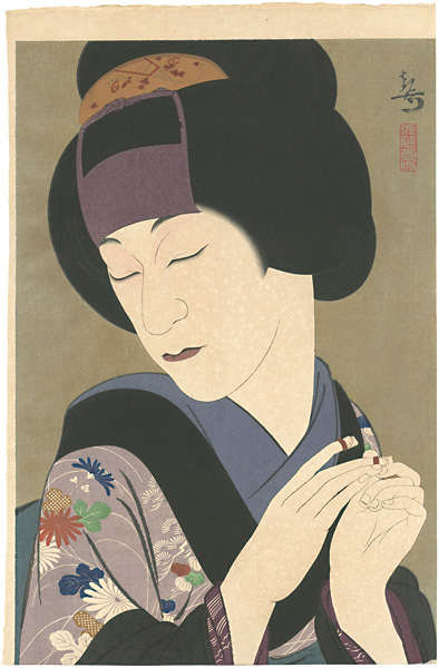 Yoshikawa Kanpo “The 1st Collection of Creative Prints by Kanpo / Kataoka Gado as Miyuki in 'Shoutsushi asagao nikki'”