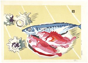 安井曽太郎「魚とさざえ」