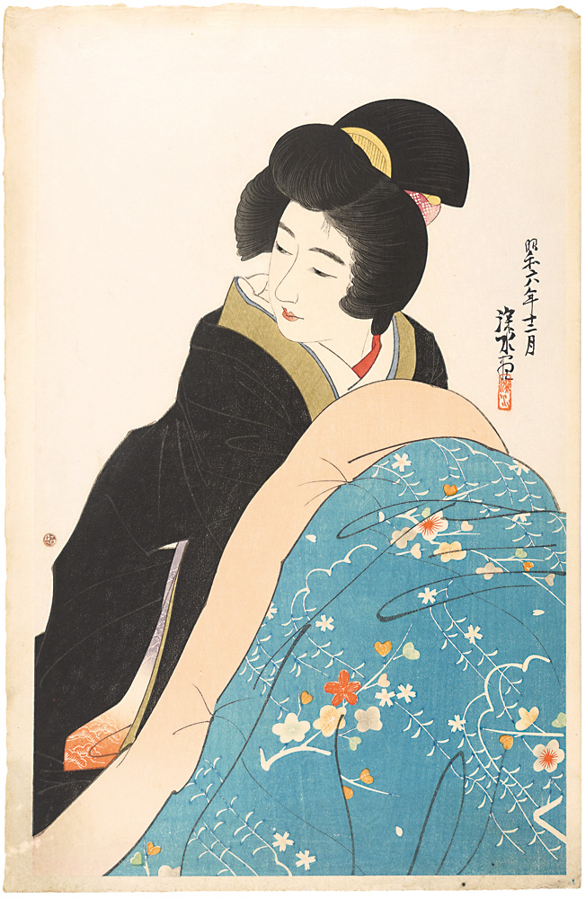 伊東深水「現代美人集　第二輯　こたつ」