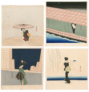 小村雪岱「雪兎　夜雨　星月夜　筑波」