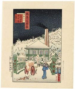 国松「横浜名勝競　伊勢山下瓦斯本局雪中の一覧【復刻版】」