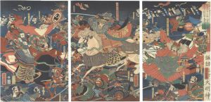 芳虎「天文二十三年八月十八日 武田上杉川中島大合戦図」