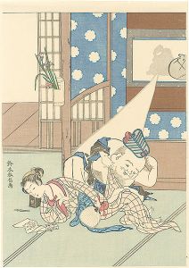 春信「美人と布袋【復刻版】」
