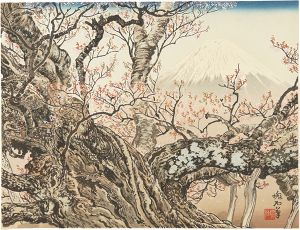 定方塊石「駒止の桜と富士」