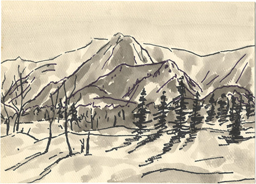 坂本直行「自筆画稿 札幌岳」