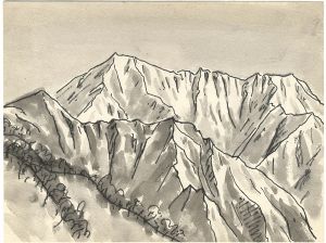 坂本直行「自筆画稿 カムイエクウチカウシ山」