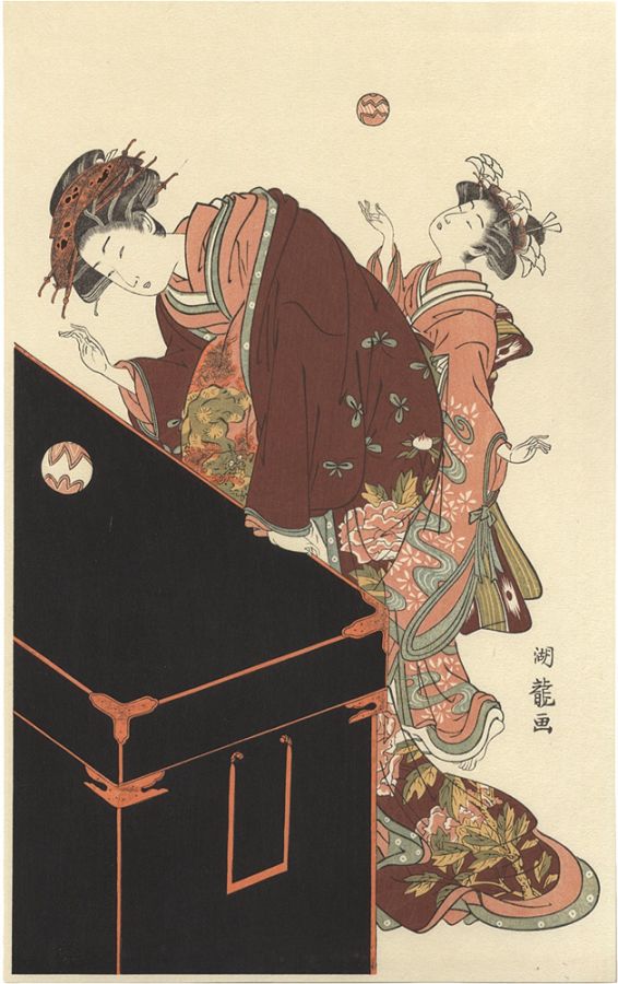 Koryusai “Courtesan and Her Attendant Playing with the Temari Balls【Reproduction】”