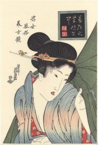 Customs of the Floating World: A Contest of Beautiful Women / Woman with the Mosquito Net【Reproduction】 