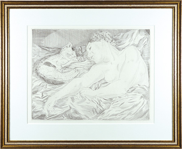 Fujita Tsuguharu (Leonard Foujita) “La femme au chat”
