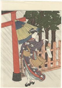 Woman Visiting the Shrine on a Rainy Night【Reproduction】