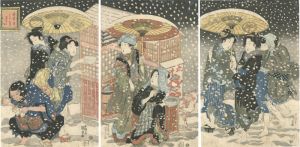 国貞初代「神無月　はつ雪のそうか」