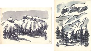 坂本直行「自筆画稿 手稲山の壁　手稲山の壁とカメ岩」